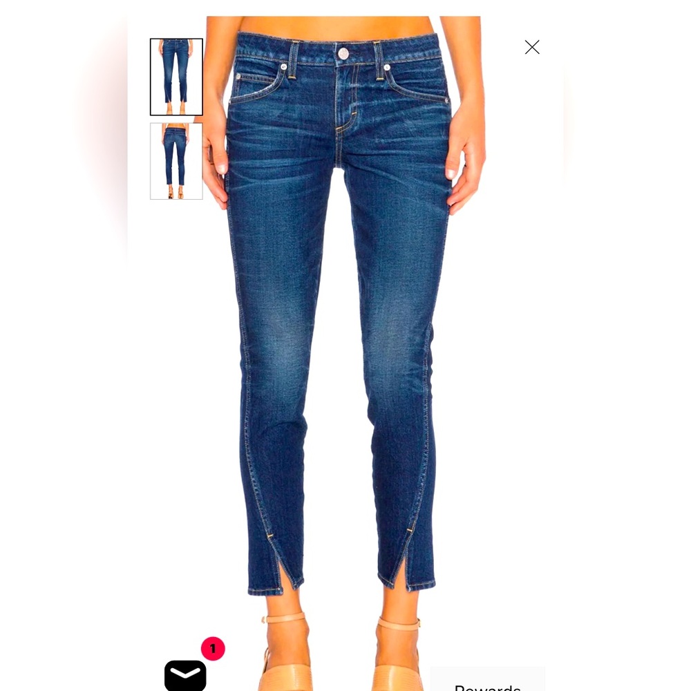 NWOT AMO Twist True Blue Designer Cropped Jeans, Size 29 - Picture 1 of 12